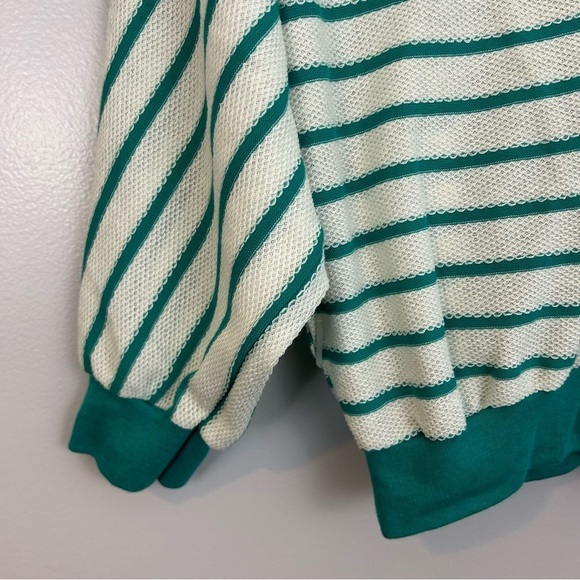 Vintage Speedo Green & White Striped Dolman Cuffed Blouse Size Medium - Picture 5 of 11